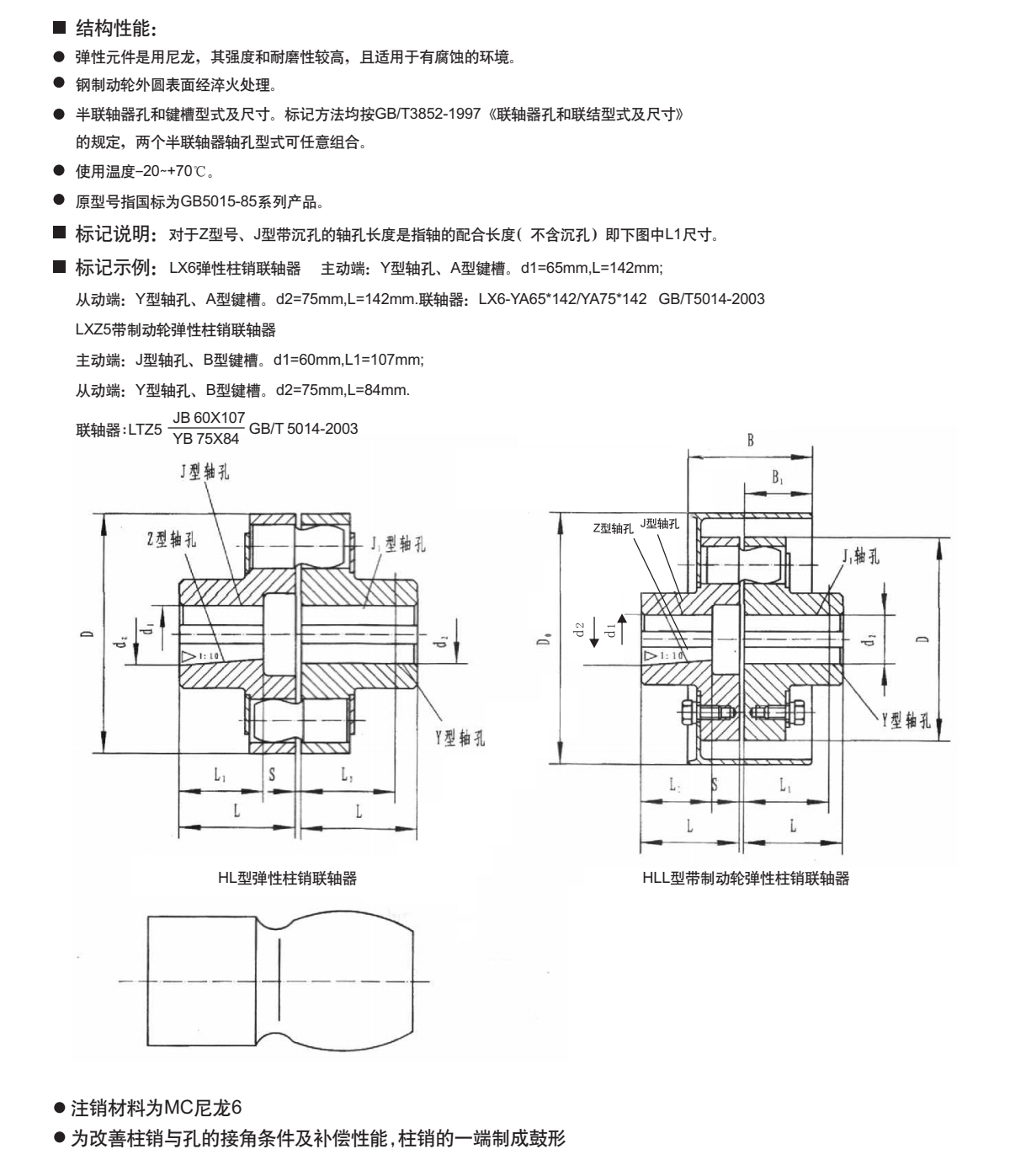 LX(HL)型彈性聯軸器產品規格圖