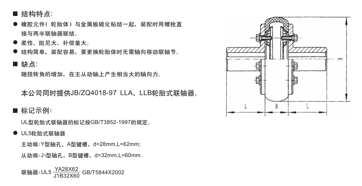 UL7型輪胎聯軸器產品規格圖