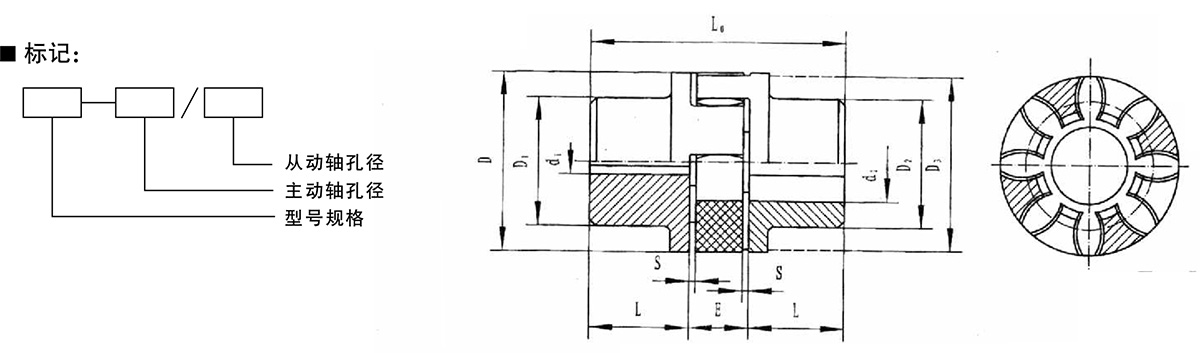 星形彈性聯軸器產品規格圖